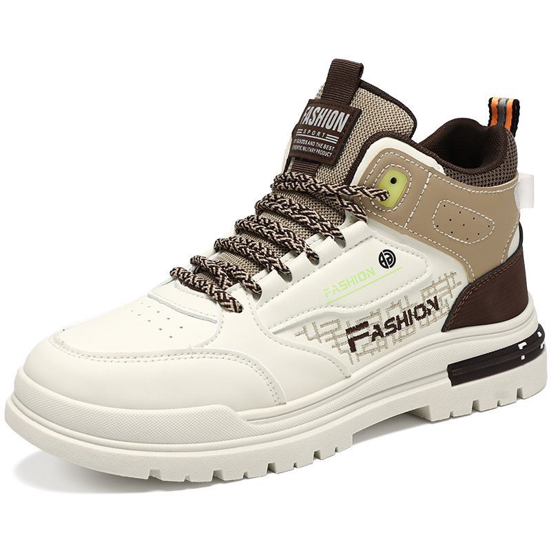 Men's comfortable breathable high top small white shoes thick soled sports casual board shoes Skateboarding