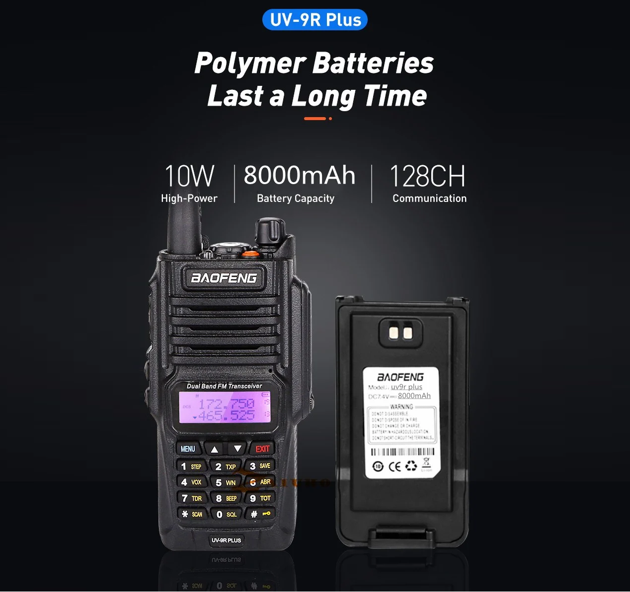 2pcs Baofeng 10W UV-9R Plus Waterproof  Walkie Talkie UV9Rplus Dual Band  VoIP Phones &amp; Devices