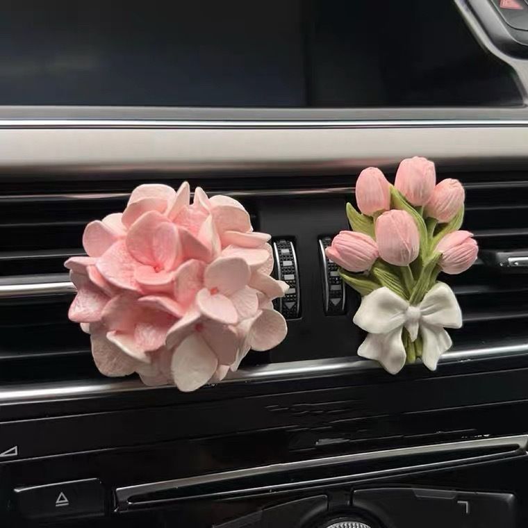 Tulip Hydrangea Car Aromatherapy Premium Air Outlet Flower Fragrance Stone Car Interior Decoration Car Ornament Air Fresheners