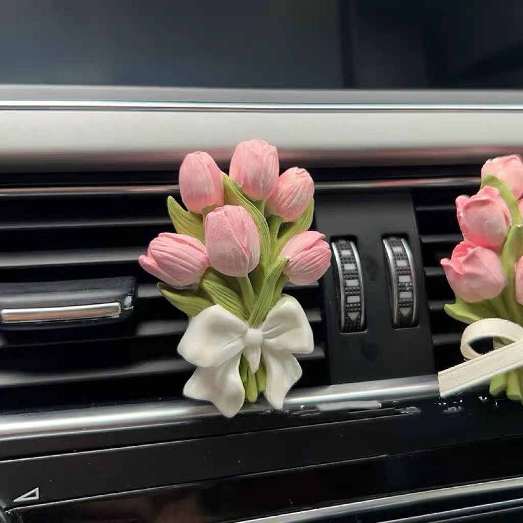 Tulip Hydrangea Car Aromatherapy Premium Air Outlet Flower Fragrance Stone Car Interior Decoration Car Ornament Air Fresheners