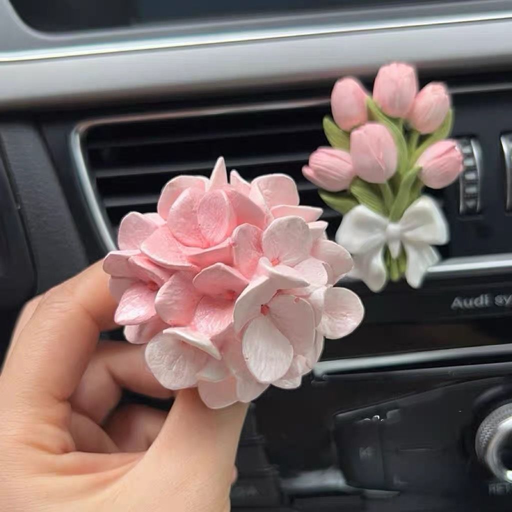 Tulip Hydrangea Car Aromatherapy Premium Air Outlet Flower Fragrance Stone Car Interior Decoration Car Ornament Air Fresheners