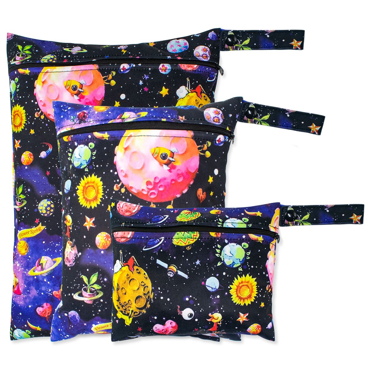 3pcs/set single zipper single pocket waterproof storage bag, baby washable diaper bag