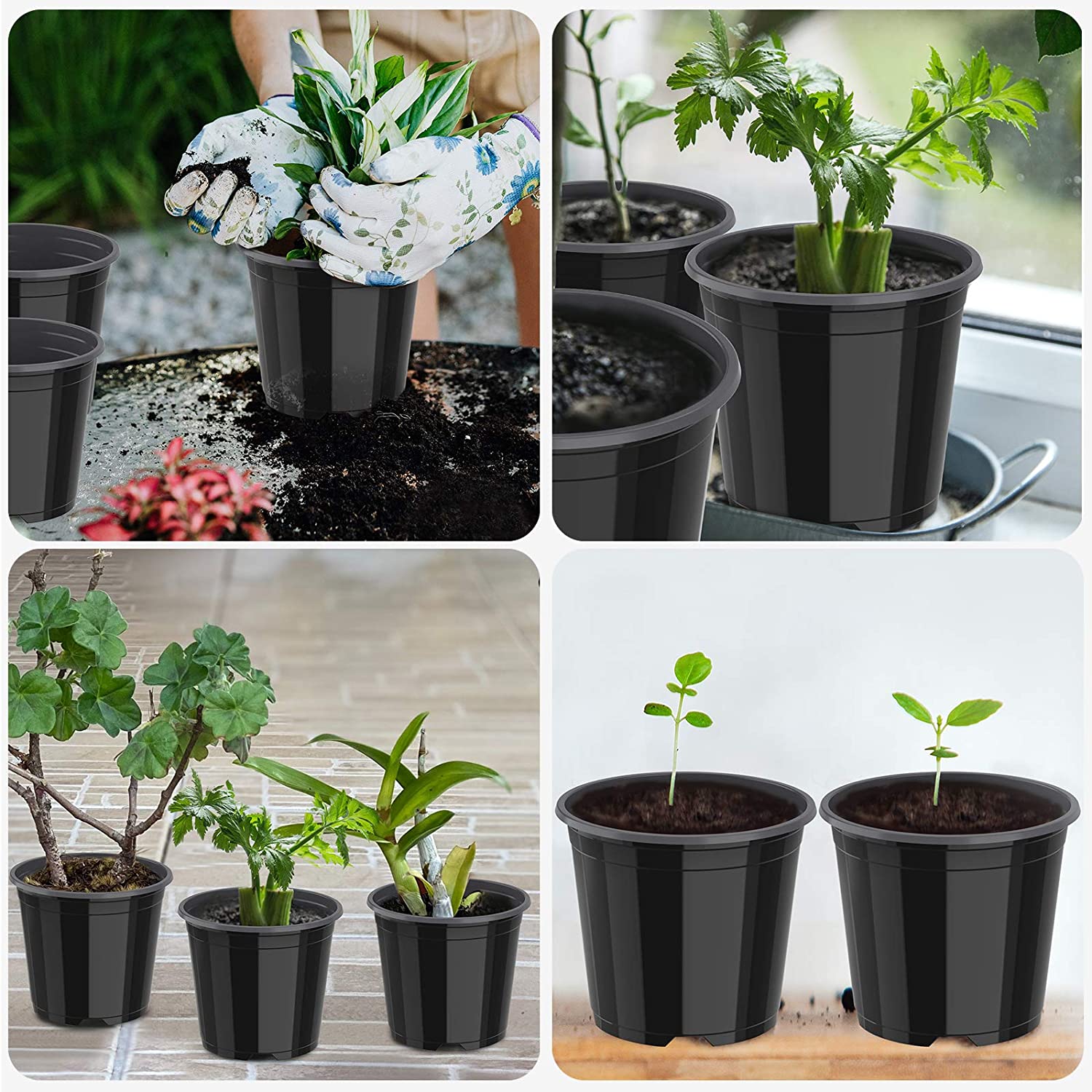 Reusable/Recyclable  Plastic Plant Seedling Flower Pots - 10 Pcs