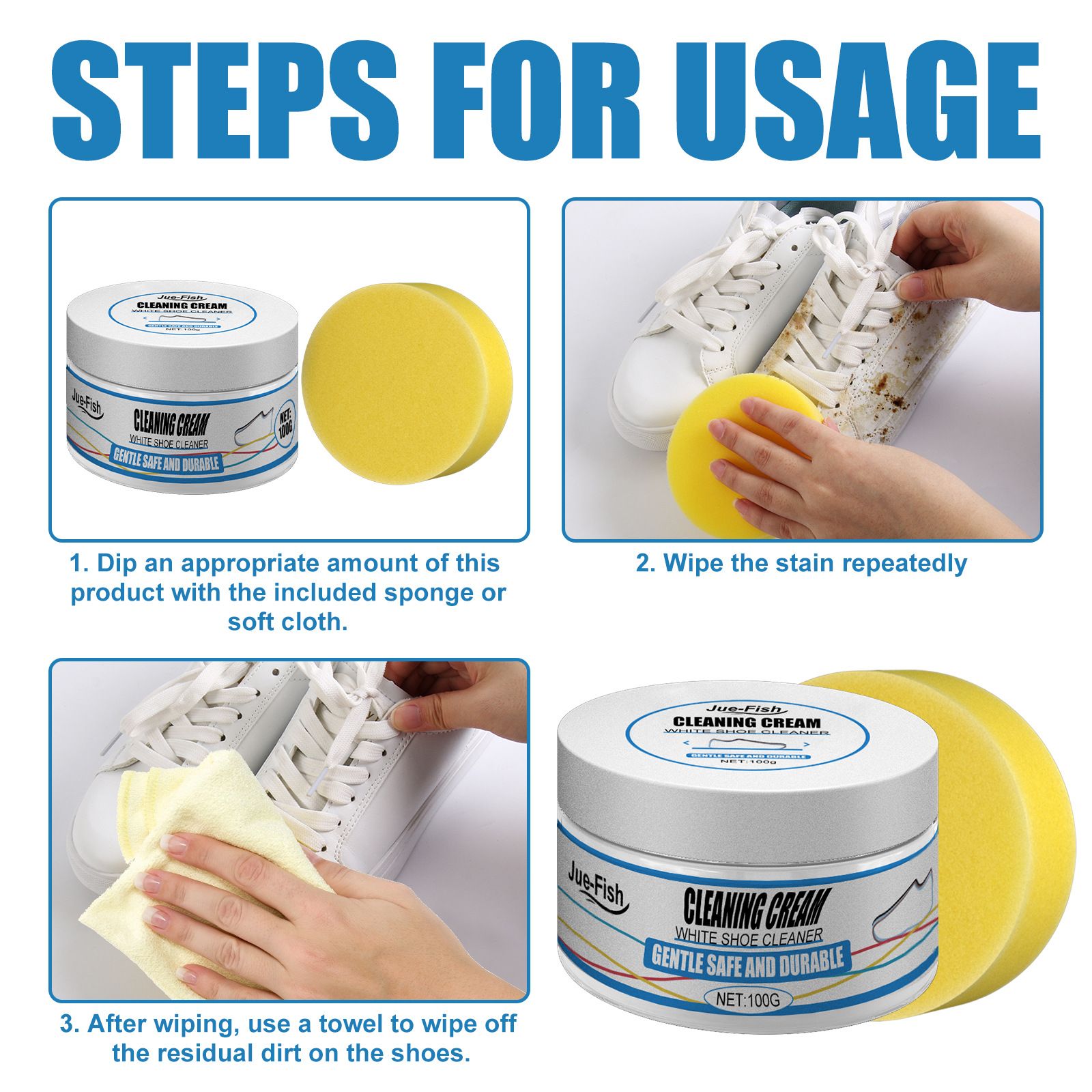 Multi-functional Stain Remover Whitening Shoe Cleaning Cream