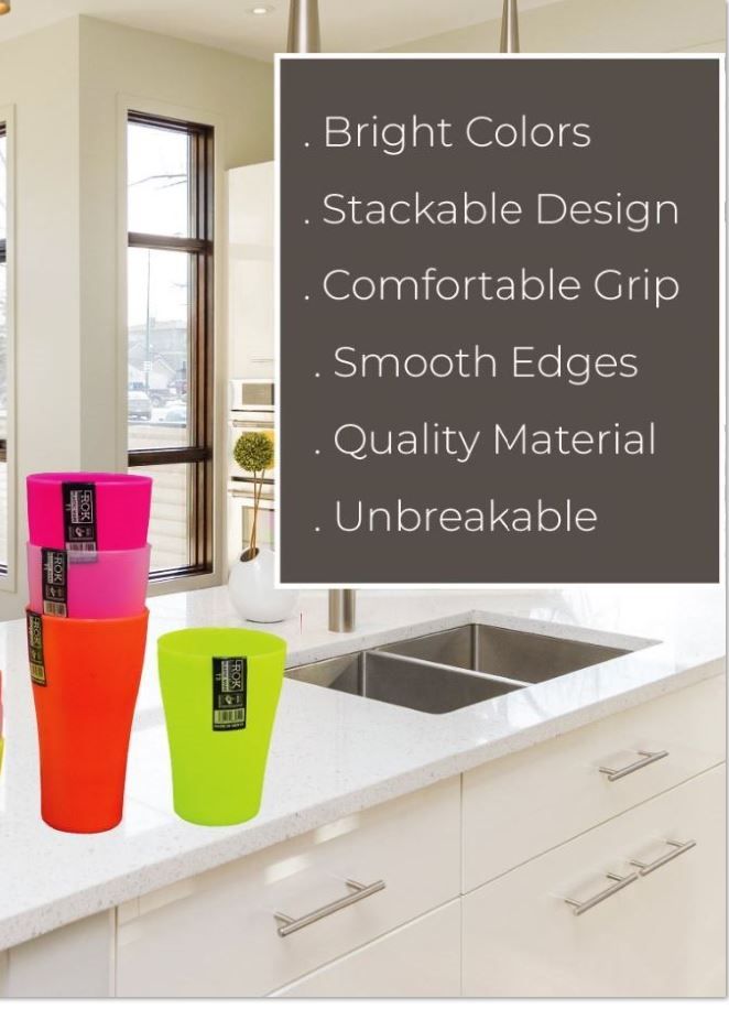 Reusable Plastic Glass Cups Tumblers – Set of 6