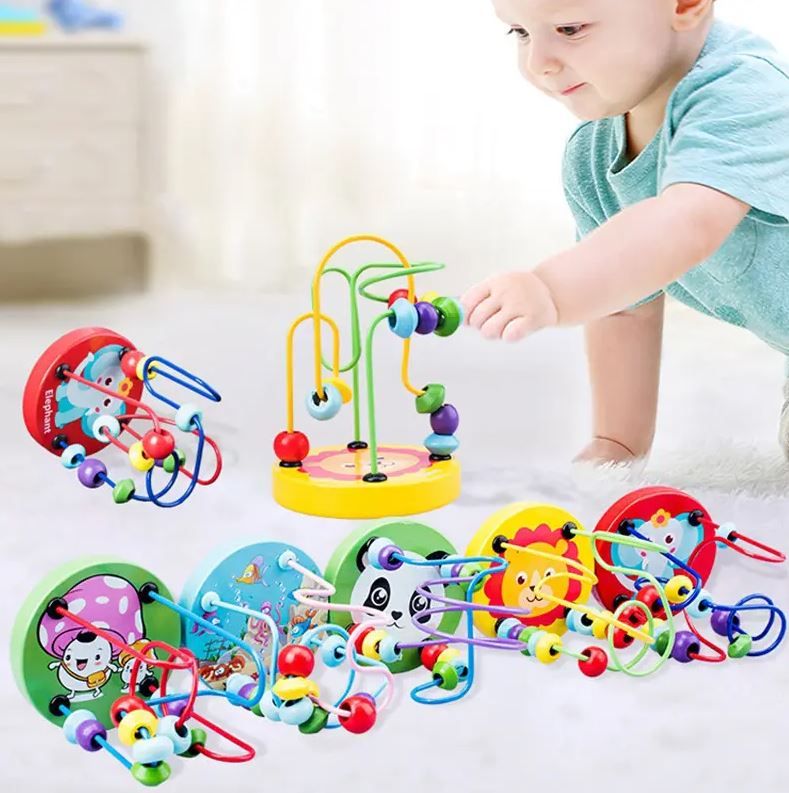Kids Early Development Wooden Winding Beads Maze Educational Toys