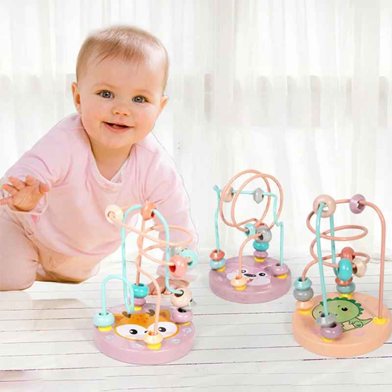 Kids Early Development Wooden Winding Beads Maze Educational Toys