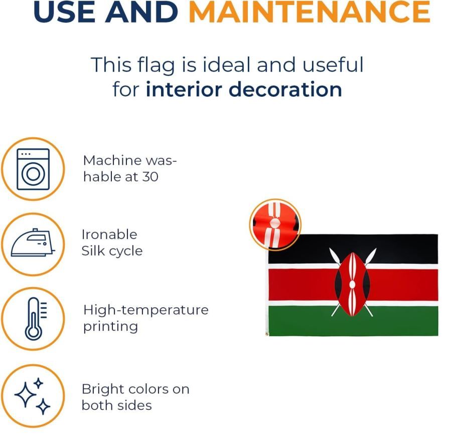 Large Kenya Flag for Indoor & Outdoor Use – Banner for National Event Celebrations & Decor