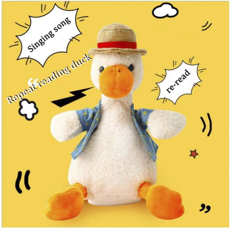 Kids Battery Operated Dancing Singing Talking Duck Stuffed Animal Toy