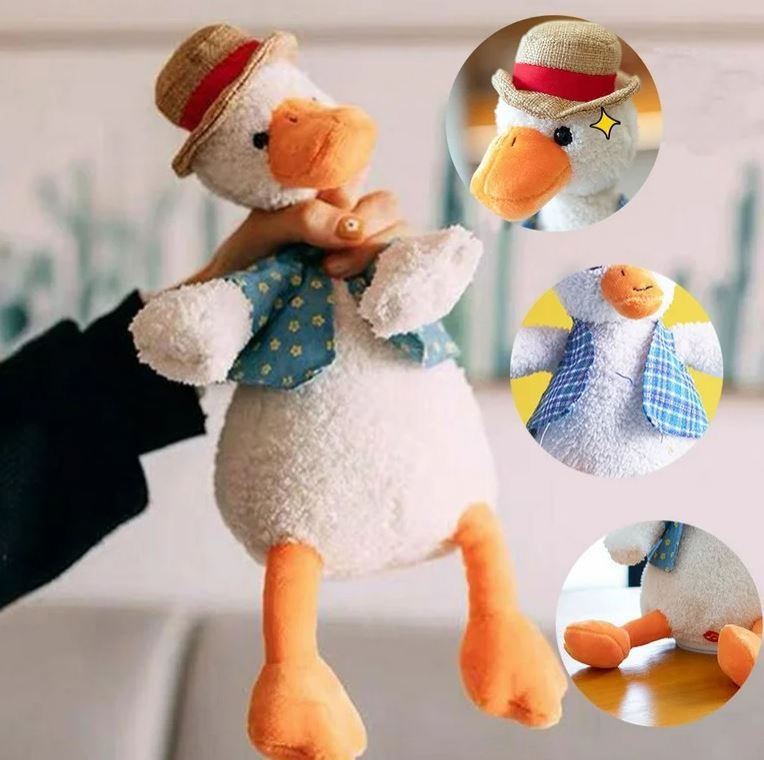 Kids Battery Operated Dancing Singing Talking Duck Stuffed Animal Toy
