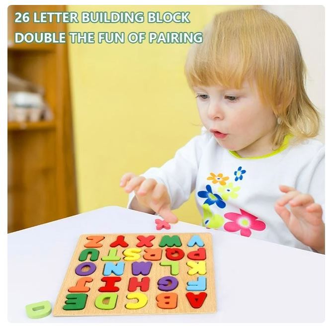 Wooden Alphabet Letters & Numbers Puzzle Toy for Kids – Early Learning Educational Board