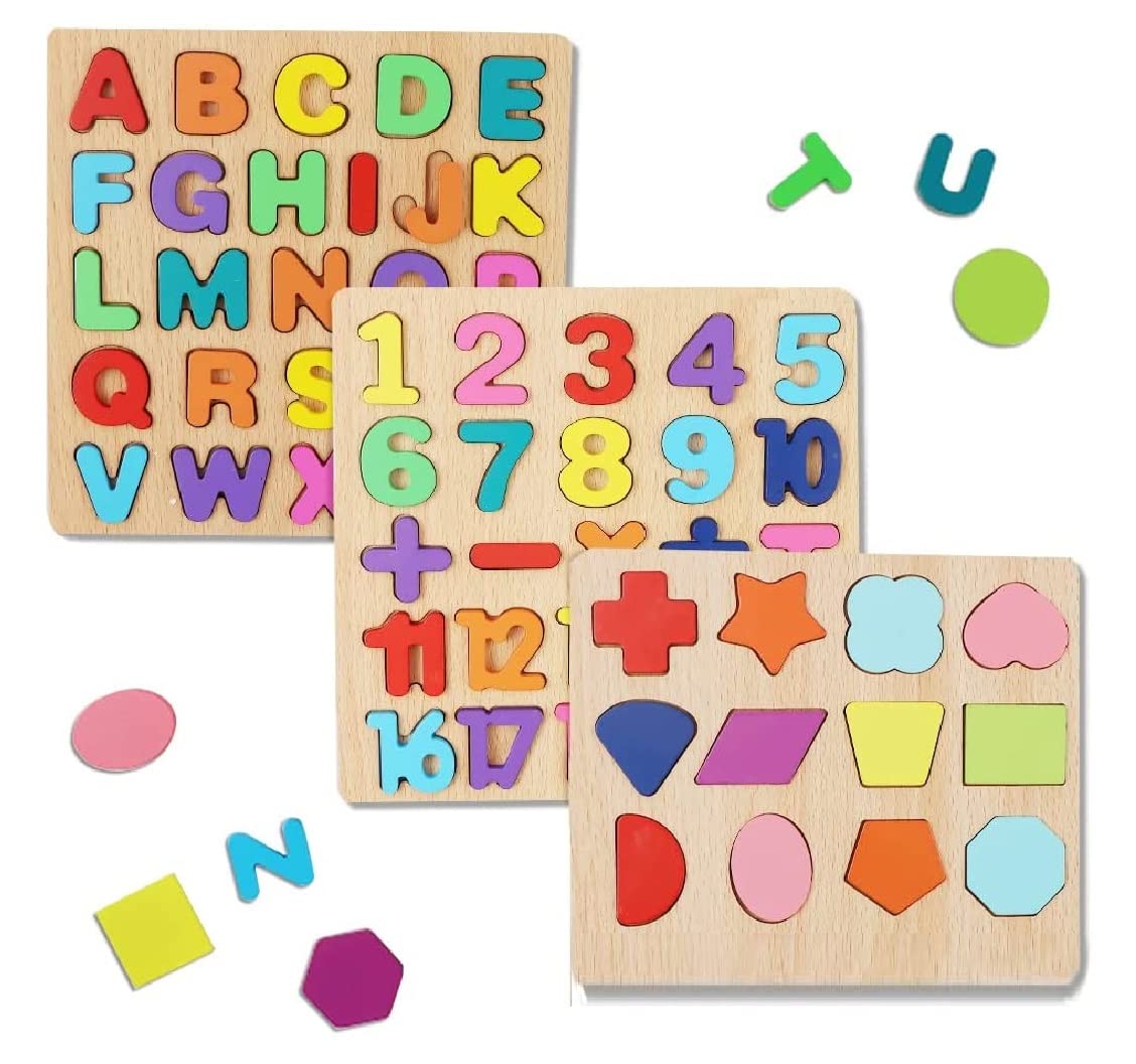 Wooden Alphabet Letters & Numbers Puzzle Toy for Kids – Early Learning Educational Board
