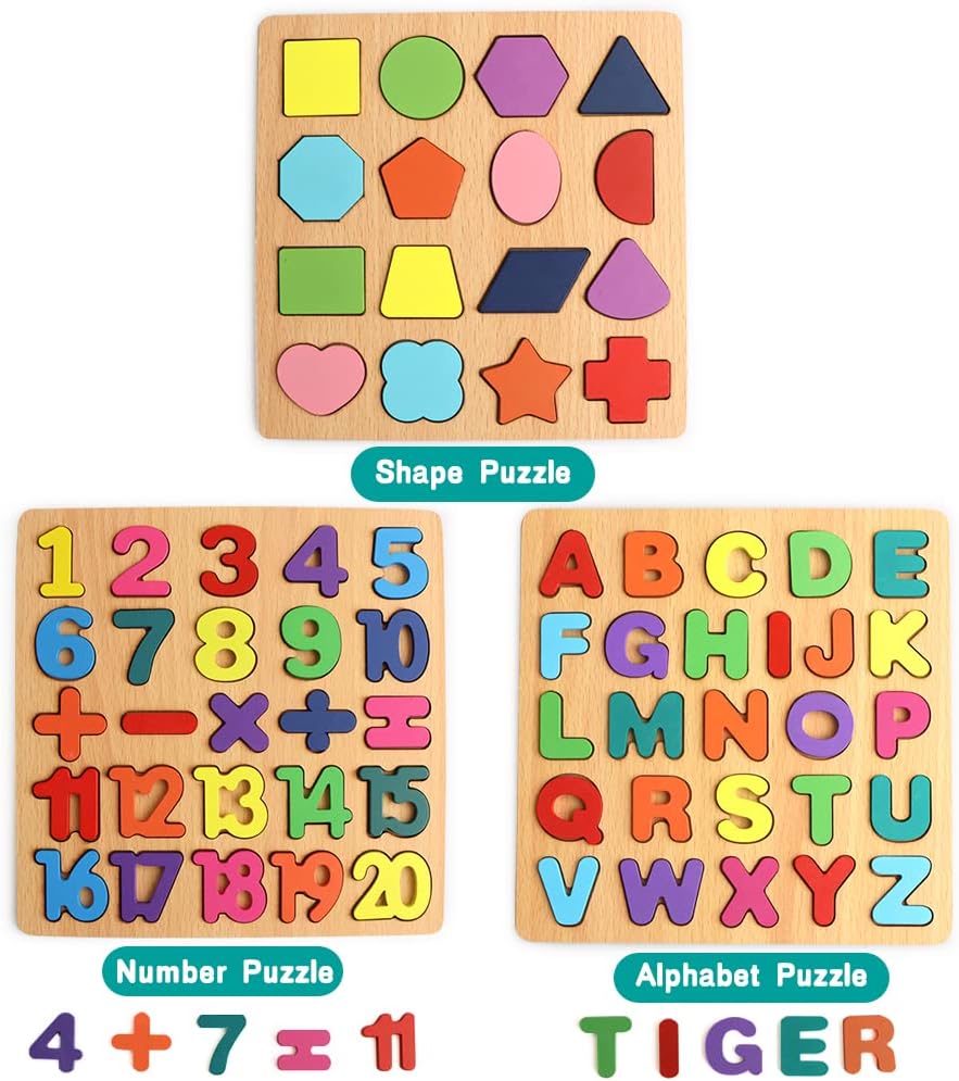 Wooden Alphabet Letters & Numbers Puzzle Toy for Kids – Early Learning Educational Board