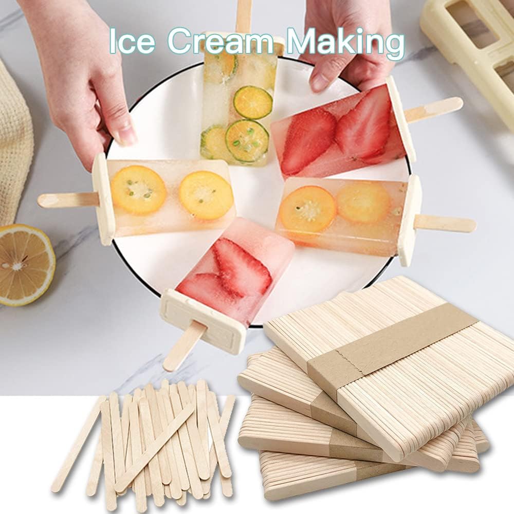 100PCS Multipurpose Wooden Ice Cream Sticks – DIY Craft, Art, School & Home Projects Popsicle Sticks for Kids & Adults