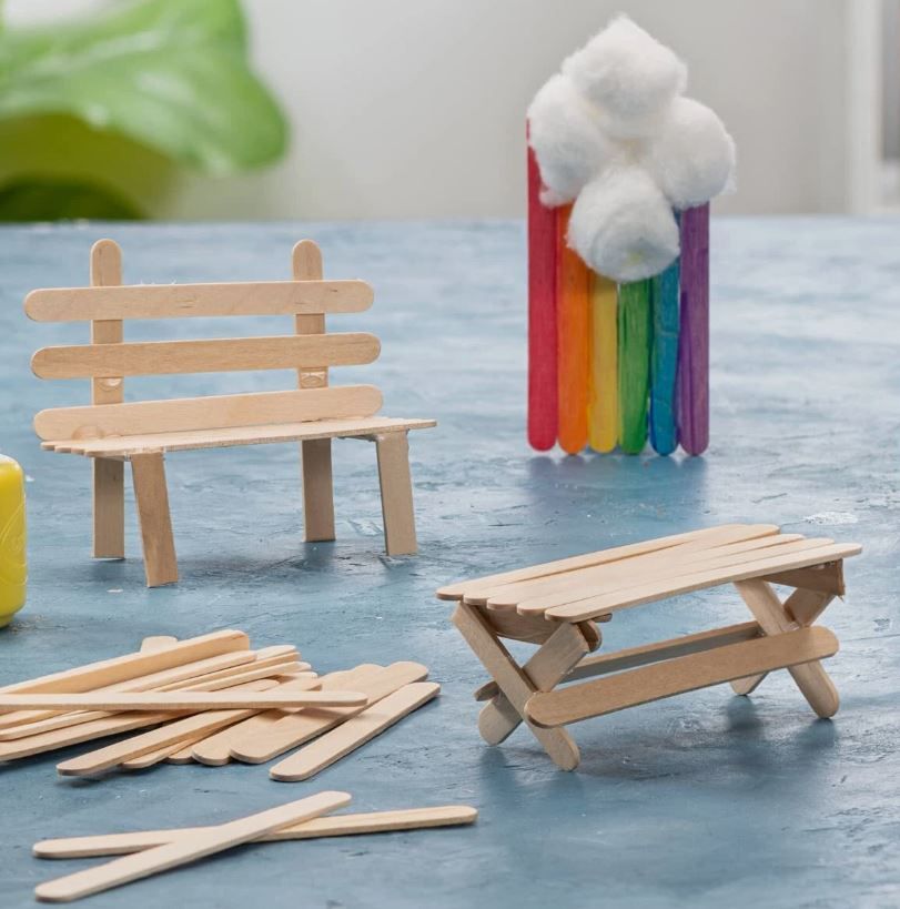 100PCS Multipurpose Wooden Ice Cream Sticks – DIY Craft, Art, School & Home Projects Popsicle Sticks for Kids & Adults