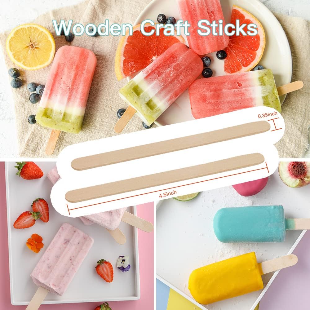 100PCS Multipurpose Wooden Ice Cream Sticks – DIY Craft, Art, School & Home Projects Popsicle Sticks for Kids & Adults