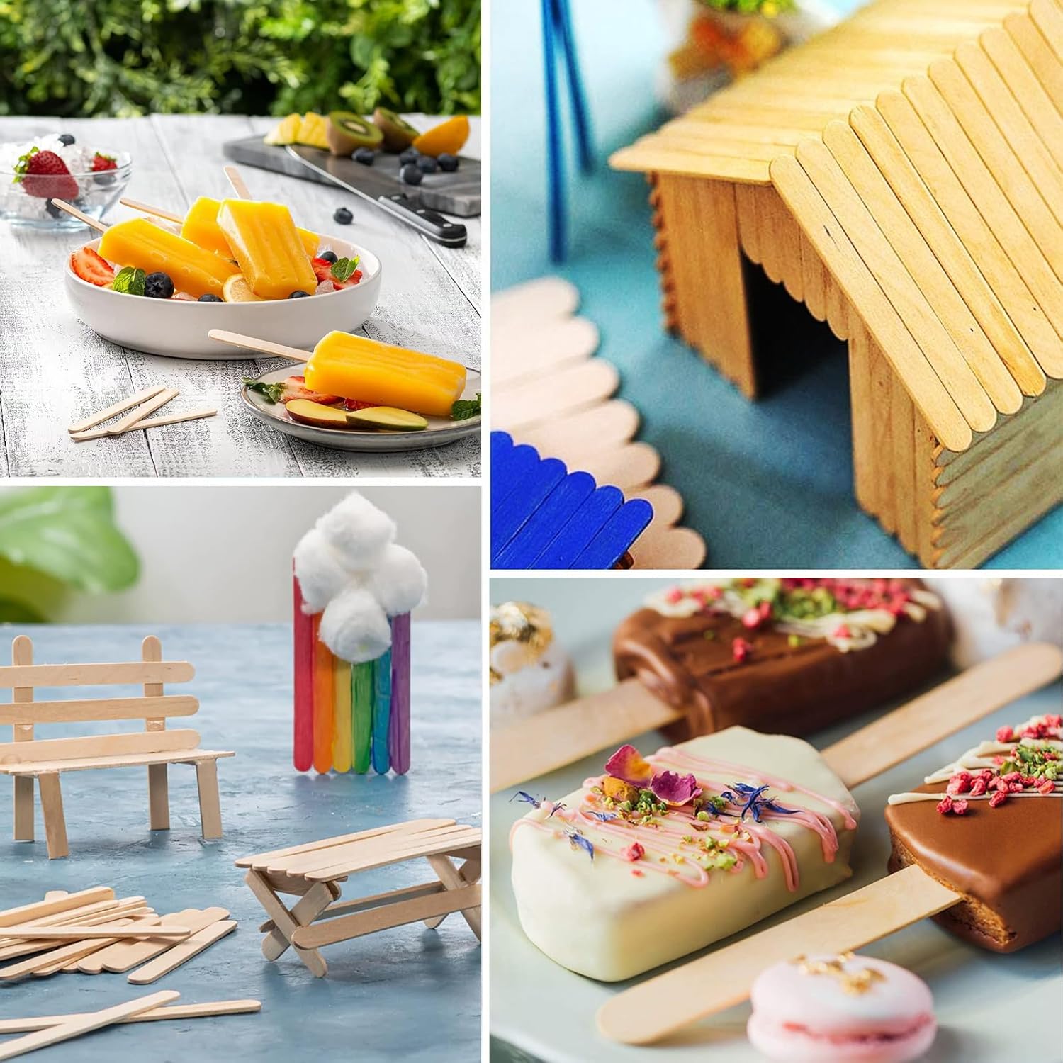 100PCS Multipurpose Wooden Ice Cream Sticks – DIY Craft, Art, School & Home Projects Popsicle Sticks for Kids & Adults