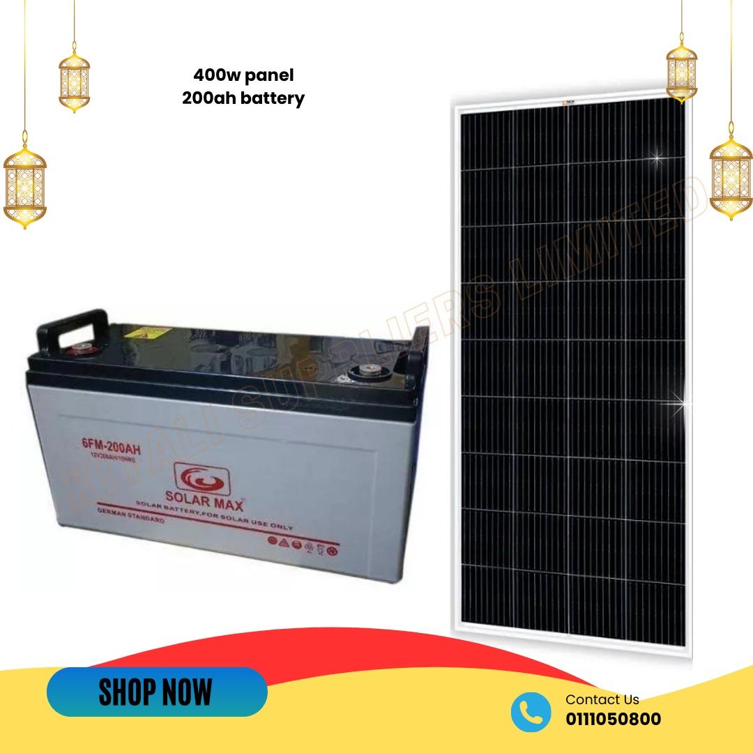 400W Solar Panel with 200Ah Battery – Reliable Off-Grid Power Solution
