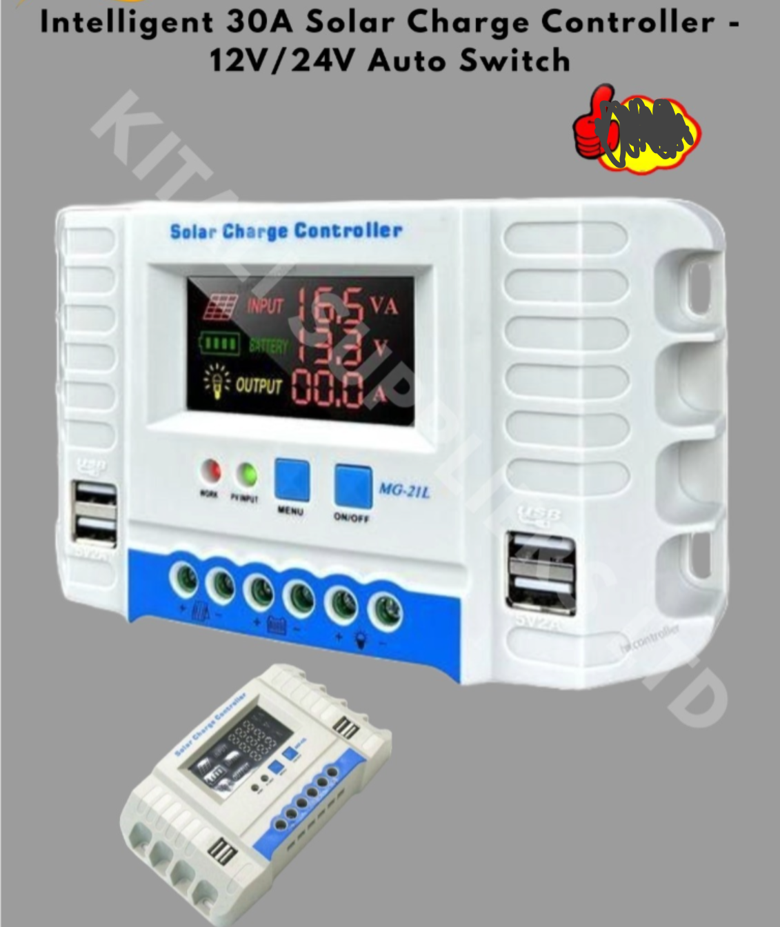 30A Solar Charge Controller – Efficient MPPT/PWM Charging for 12V/24V Systems