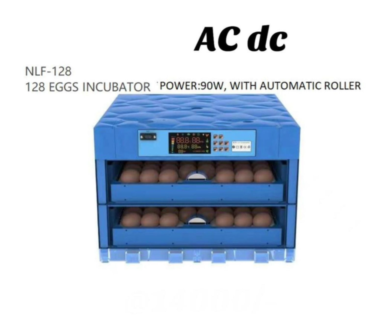AC/DC 128 Eggs Incubator – Large Capacity Dual Power Egg Hatcher