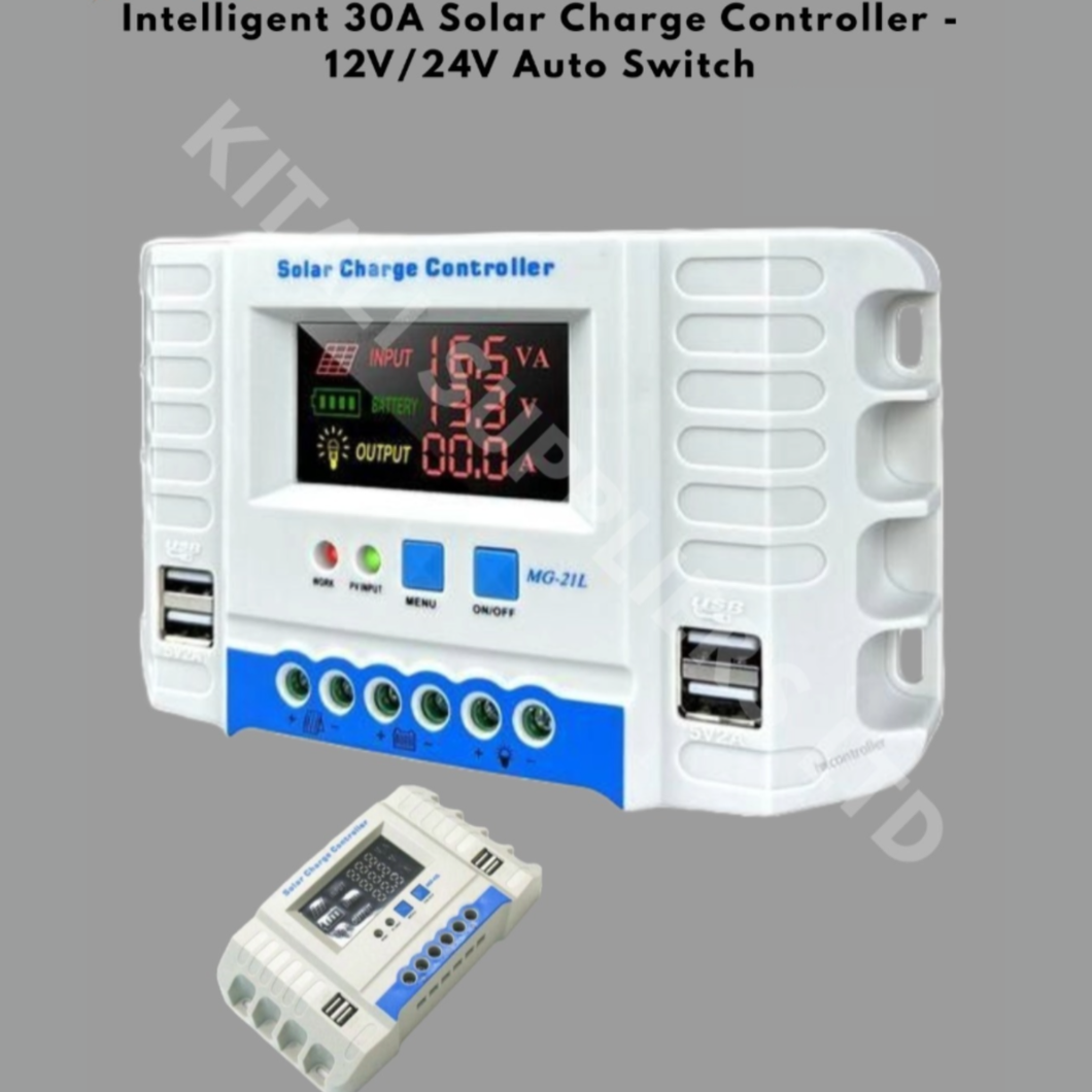 30A Solar Charge Controller – Efficient MPPT/PWM Charging for 12V/24V Systems