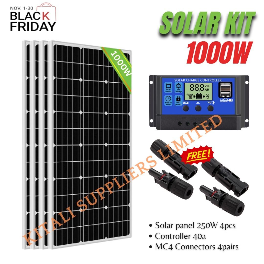 250W Solar Panel Kit (4pcs) + 40A Controller + 4 MC4 Pairs