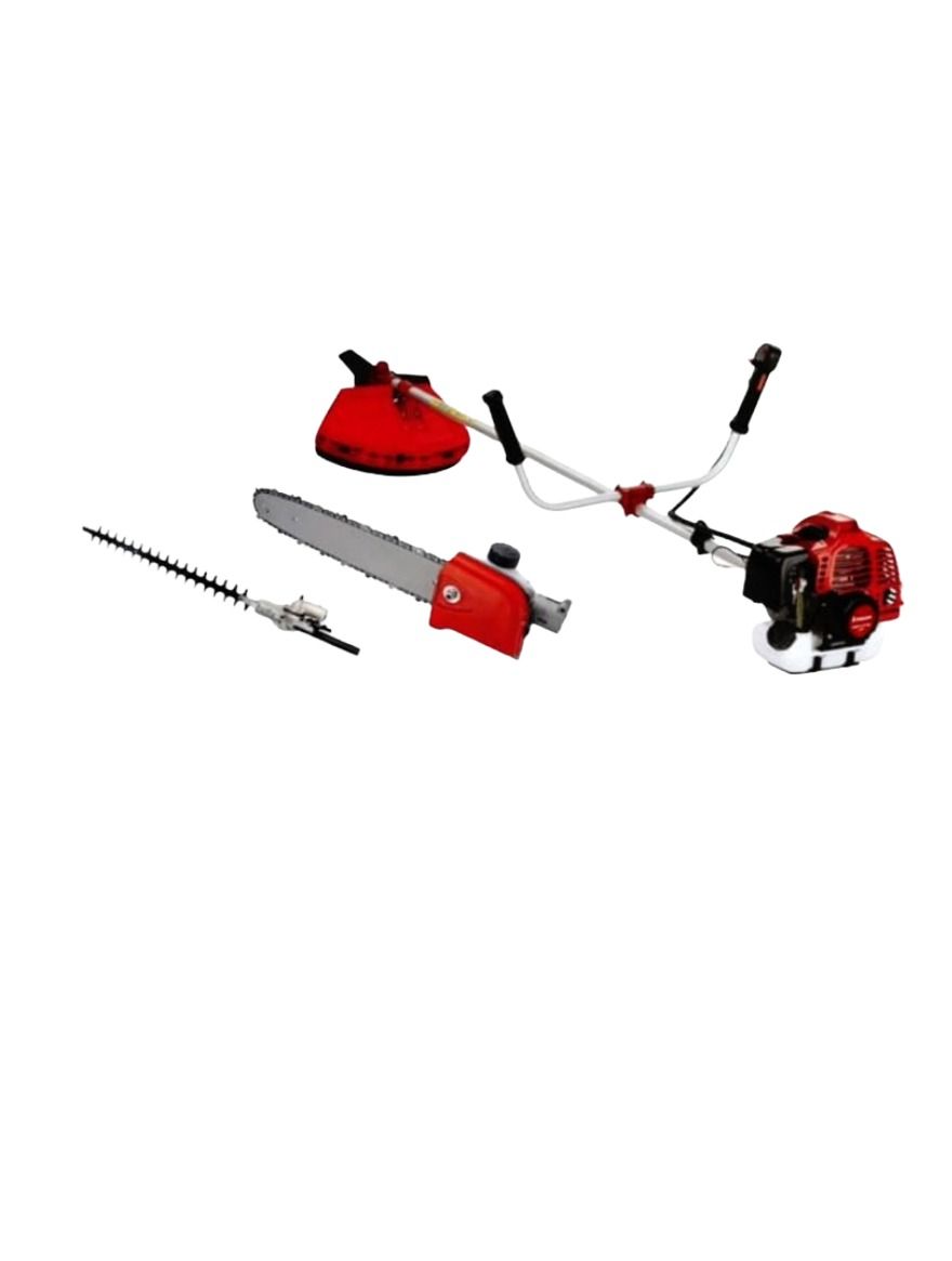 4-in-1 Multi-Function Petrol Brush Cutter – Grass Trimmer, Metal Blade Brush Cutter, Pole Saw & Hedge Trimmer Attachment for Garden & Farm Use"