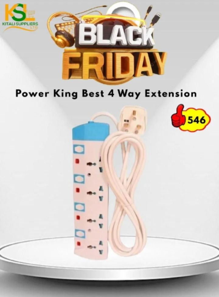 4-Way Extension Socket with Surge Protection | Heavy Duty Power Strip for Home, Office & Workshop Use