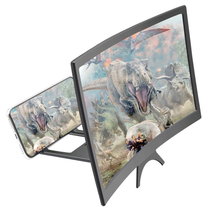 12 inch 14 inch New Desktop Mobile Phone Curved Screen Magnifier 3D HD Video Amplifier Stand For Enlarge Phone Screen Foldable Holder Black one size