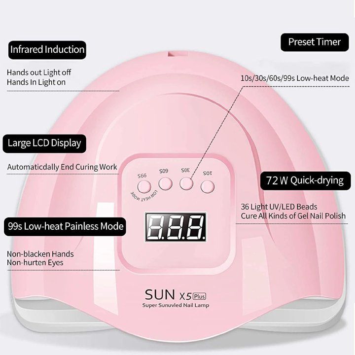 UV Nail Drying Lamp for Curing Gel Polish 45leds Professional Nail Dryers With Timer Auto Sensor Manicure Pedicure Tools