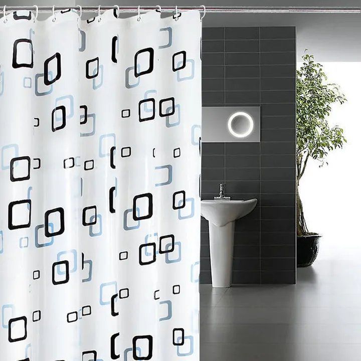 Waterproof PEVA Shower Curtain Liner Transparent Mildew Curtains Bath Decor with Curtain Hook