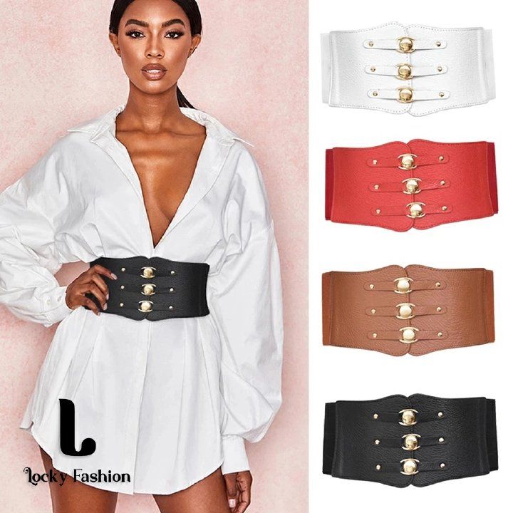 Elastic Wide Corset Belts For Women Waist Belt Female Dress Waistband Big Stretch Belts Corset Belt Wide Elastic Tied Waspie Belts Lace-up Leather Waist Belts
