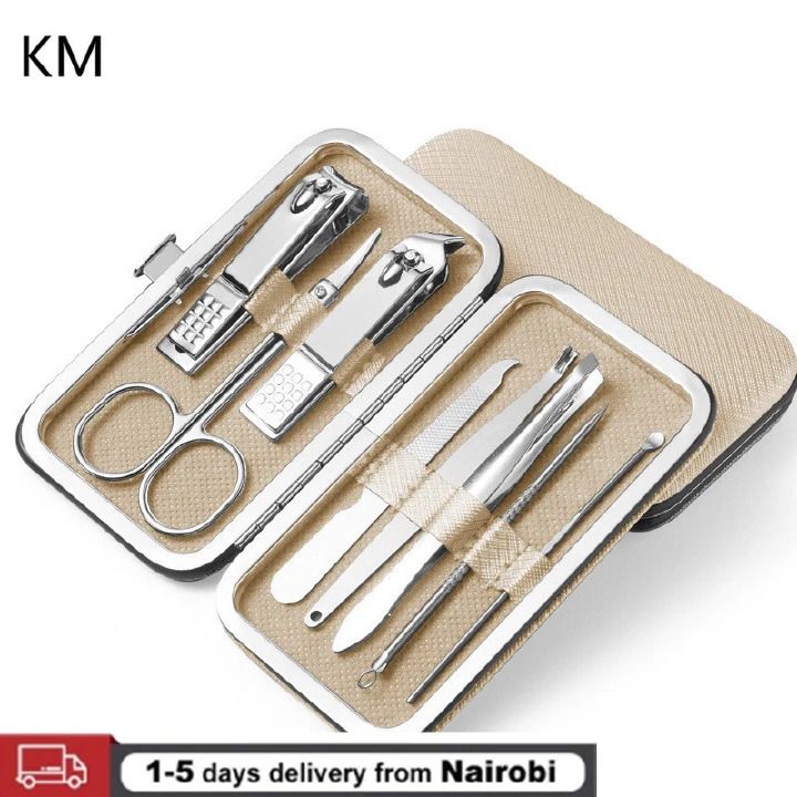 8Pcs/Set Multifunction Nail Clippers Set Stainless Steel Pedicure Scissor Tweezer Kit Nail Art Tools 8 in 1 Stainless Steel with Portable Travel Case