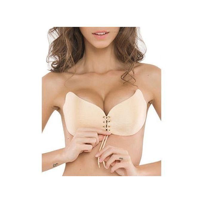 Free Silicone Nipple Covers Waterproof Reusable Wing Butterfly Backless Strapless Sticky Bra Invisible Silicone Lift Push Up Self Adhesive Bra