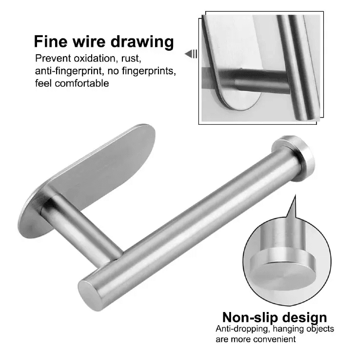 Toilet Paper Holders Self Adhesive Toilet Paper Towel Holder Stainless Steel Wall Mount Toilet Roll Holder No Punching Tissue Towel Roll Dispenser for Bathroom Kitchen Wall Hooks