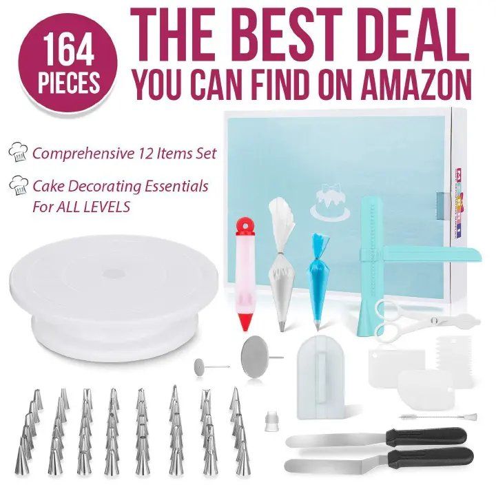 164PCS/Set Multifunction Cake Turntable Set Cake Decorating Tools Kit Pastry Nozzle Dessert Baking
