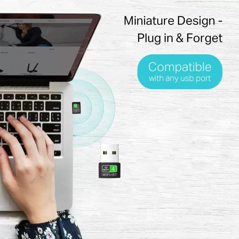 Bluetooth and WiFi Adapter for PC Laptop Desktop, WiFi Bluetooth Dongle 2 in 1, WiFi + Bluetooth Dongle