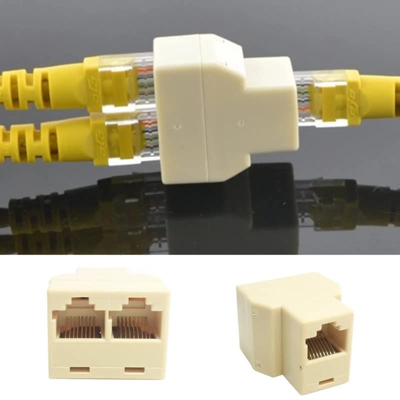 RJ45 Splitter Connector Adapter 2 Pack, USB to RJ45 Port Dual Female 1 to 2 8P8C Ethernet Plug LAN Network Socket Adapter for Cat5, Cat5e, Cat6, Cat7