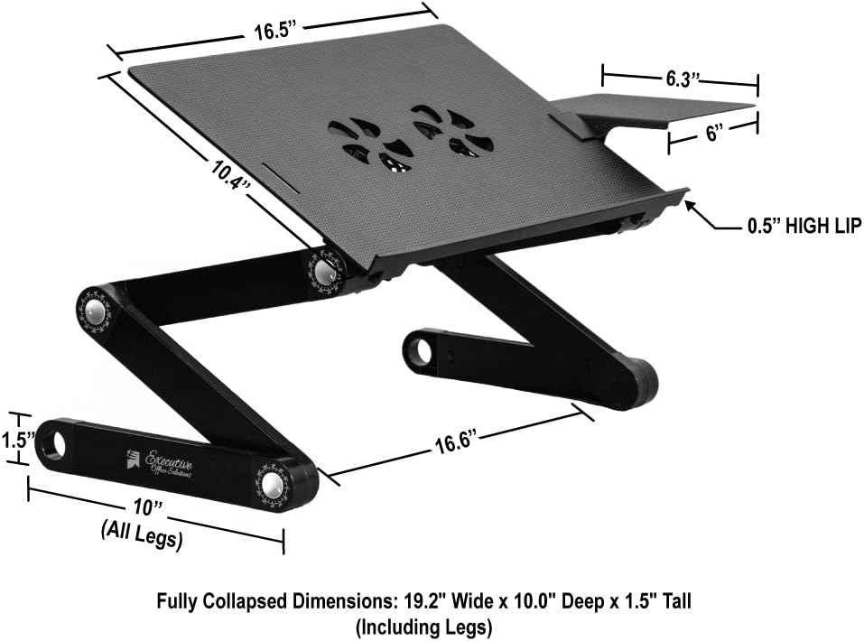 Laptop Stand T8 Adjustable Multi Functional Laptop Table for Bed Portable Lap Desk Foldabl Workstation Notebook Riser with Dual Cooling Fans and Detachable Mousepad Tray
