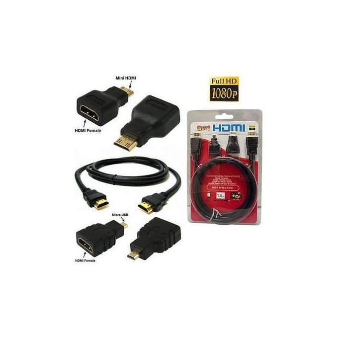 High Speed 3 in 1 HDMI TO HDMI Mini HDMI Micro HDMI Cable Adapter Converter