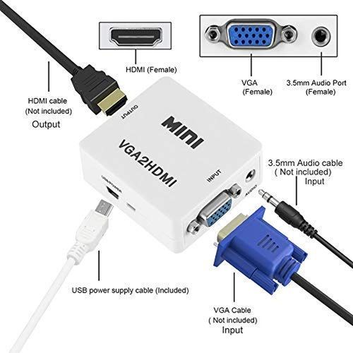 VGA To HDMI Converter Adapter 1080P High Definition Mini Vga to Hdmi Cable HD Desktop Laptop TV Projector
