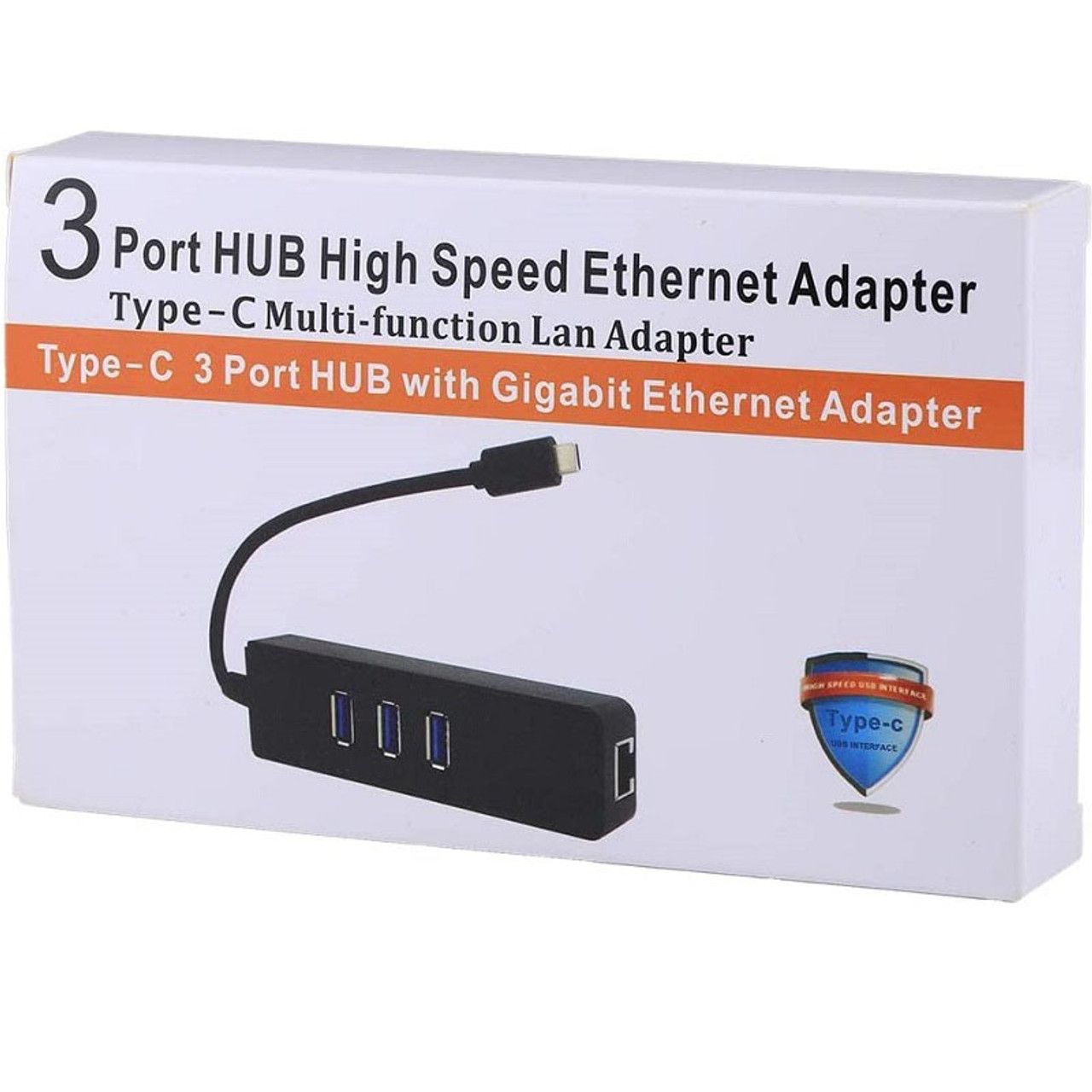 Type C HUB With Gigabit Ethernet Adapter, USB C to Ethernet Converter USB C 3.0 to RJ45 Network Adapter With 3 USB Ports