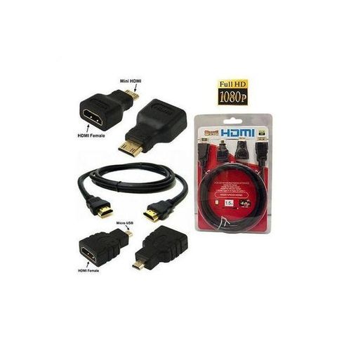 1.5M 3- IN-1 HDTV HDMI WITH MICRO AND MINI HDMI Very high speed ,high quality and tested cable -WITH WARRANT