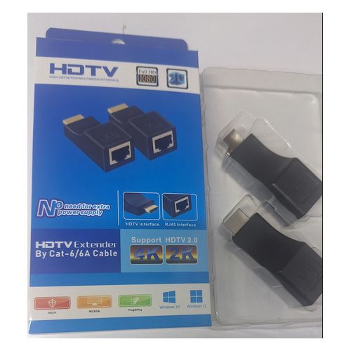 4K HDTV HDMI Extender HDMI Extension Up To 30m, 1080P to RJ45 Ethernet Network Signal Extender Transmitter and Receiver Adapter Over by Single CAT6 6A Cable 100ft / 30m for HDM1 HDPC STB