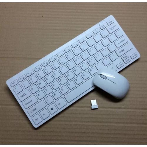 Generic Mini Wireless Keyboard Mouse Combo - White  very high speed and with high compatibility