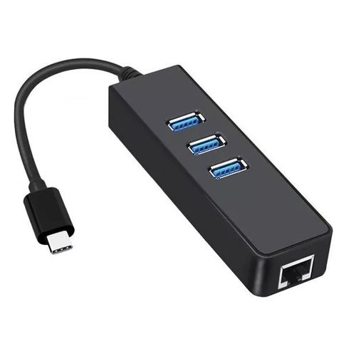 Type C HUB With Gigabit Ethernet Adapter, USB C to Ethernet Converter USB C 3.0 to RJ45 Network Adapter With 3 USB Ports