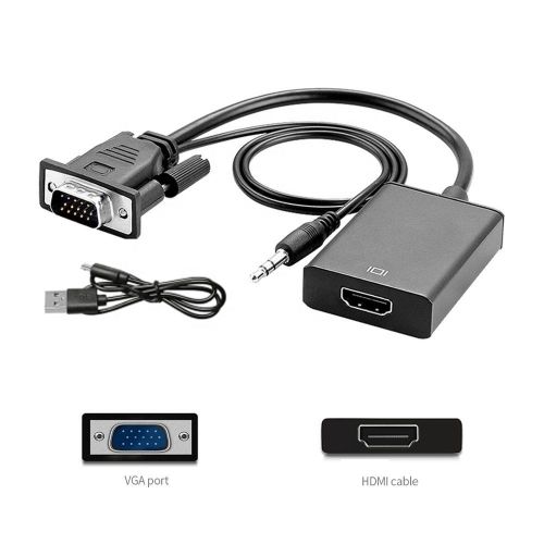 VGA to HDMI Converter Adapter 1080P VGA Male to HDMI Female Adapter Cable With 3.5mm Audio Output for PC Laptop HDTV Projector INCREDIBLE DURABILITY