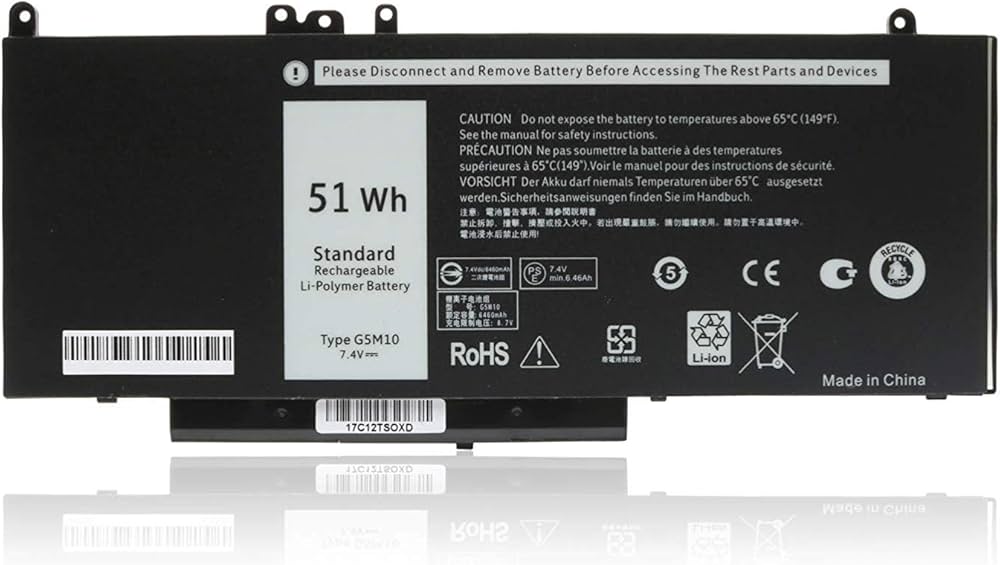 Laptop Battery for Dell Latitude G5M10 8V5GX 1KY05 06MT4T 7V69Y TXF9M 79VRK HK6DV K3JK9 0D074 CHWGG WYJC2 F5WW5 K9GVN R9XM9 YM3TC 7FR5J E5550 E5250 E5270 E5450 E5470 E5570-VERY HIGH QUALITY