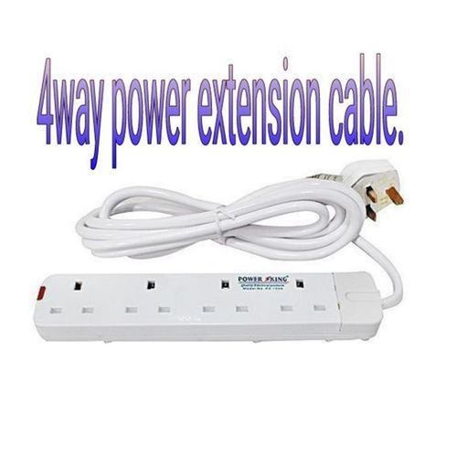 Power King 4 Way Quality Extension Socket With A Long Cable-Ideal for all electrical devices