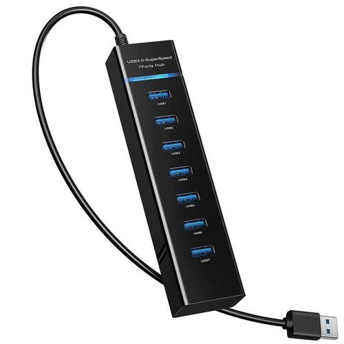 USB HUB 3.0 For PC, Laptop, 7 Multi USB Port Hub, 30cm Long Cable For Laptop, PC, MacBook, Mac Pro, Mac Mini, Surface Pro-Super-Speed Data Transfer Hub
